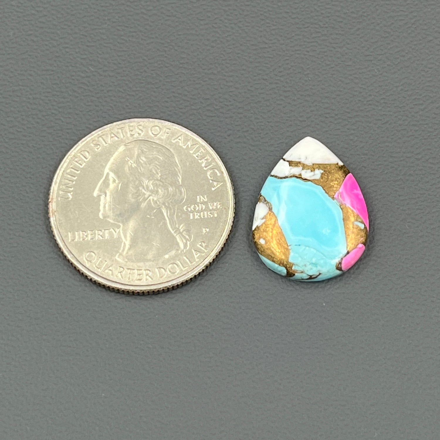 Cotton Candy Dahlia Cabochon - Teardrop