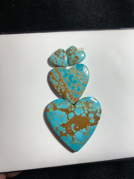 No8 turquoise hearts set
