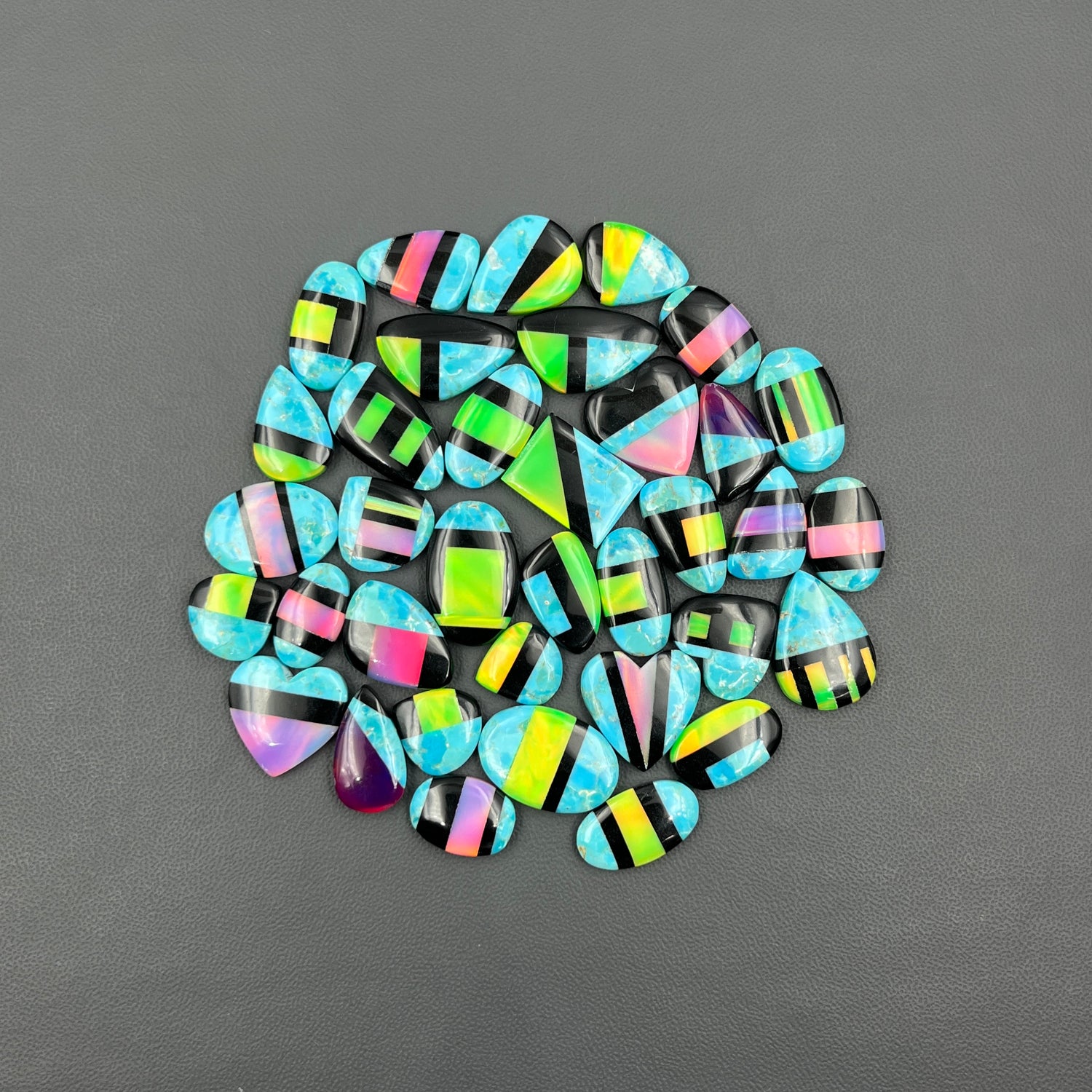 Aura Opal With Mohave Turquoise - Wholesale Lot - 36 Pcs