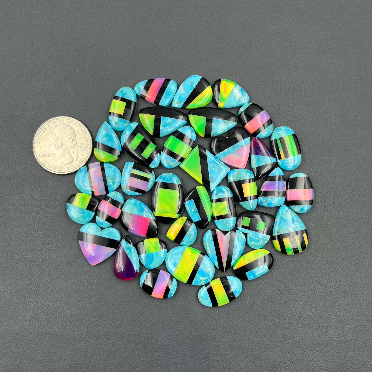 Aura Opal With Mohave Turquoise - Wholesale Lot - 36 Pcs