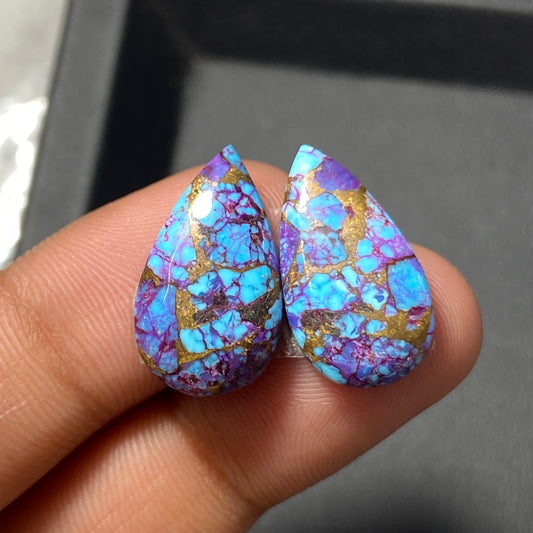 Purple Turquoise Mohave Pair - Teardrop