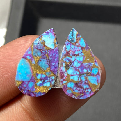 Purple Turquoise Mohave Pair - Teardrop