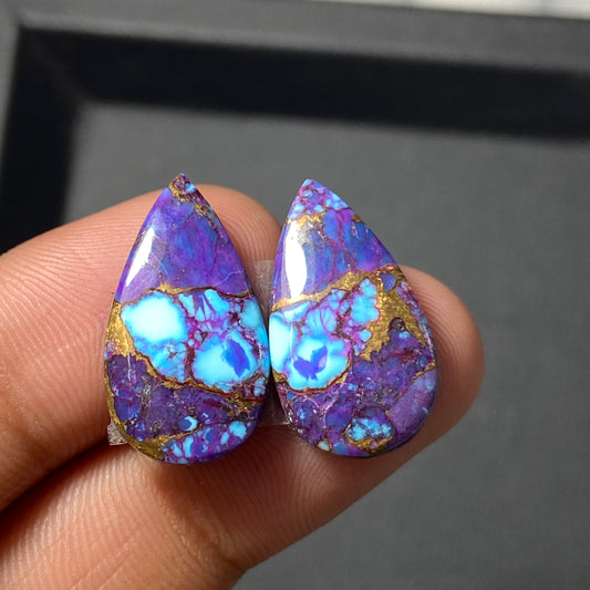 Purple Turquoise Mohave Pair - Teardrop