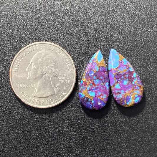 Purple Turquoise Mohave Pair - Teardrop