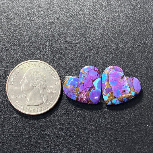 Purple Turquoise Mohave Pair - Heart