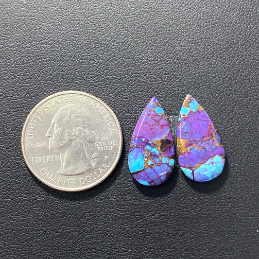 Purple Turquoise Mohave Pair - Teardrop