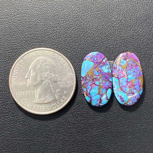 Purple Turquoise Mohave Pair - Oval