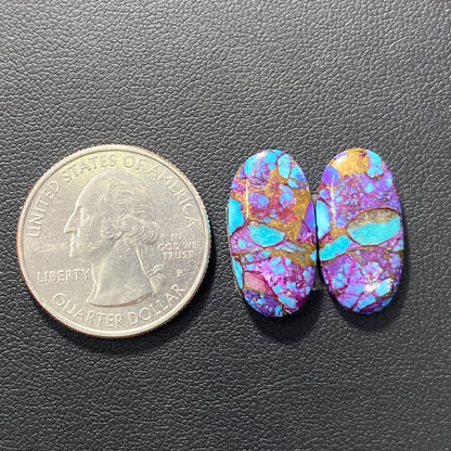 Purple Turquoise Mohave Pair - Oval