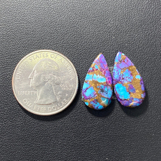 Purple Turquoise Mohave Pair - Teardrop