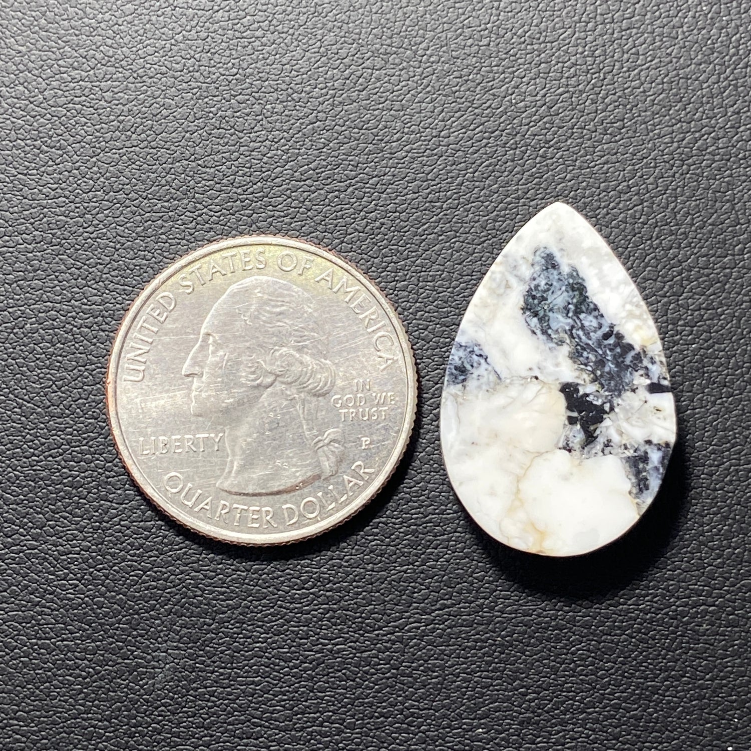 White Buffalo Turquoise Cabochon - Teardrop