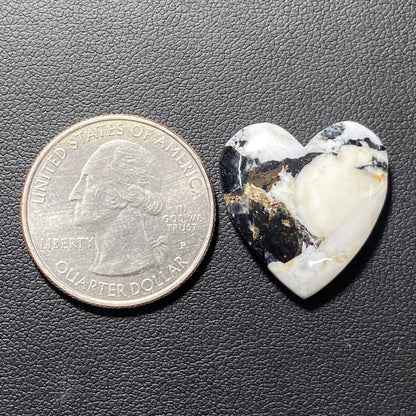 White Buffalo Turquoise Cabochon - Heart