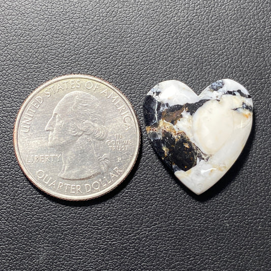 White Buffalo Turquoise Cabochon - Heart