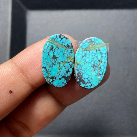 AAA Hubei Turquoise Pair - Oval