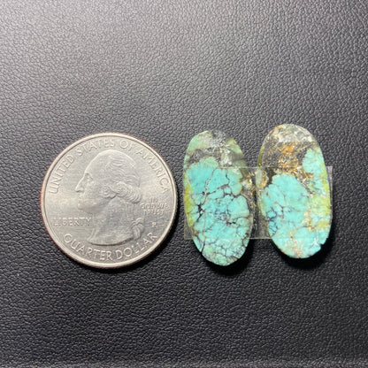 AAA Hubei Turquoise Pair - Oval