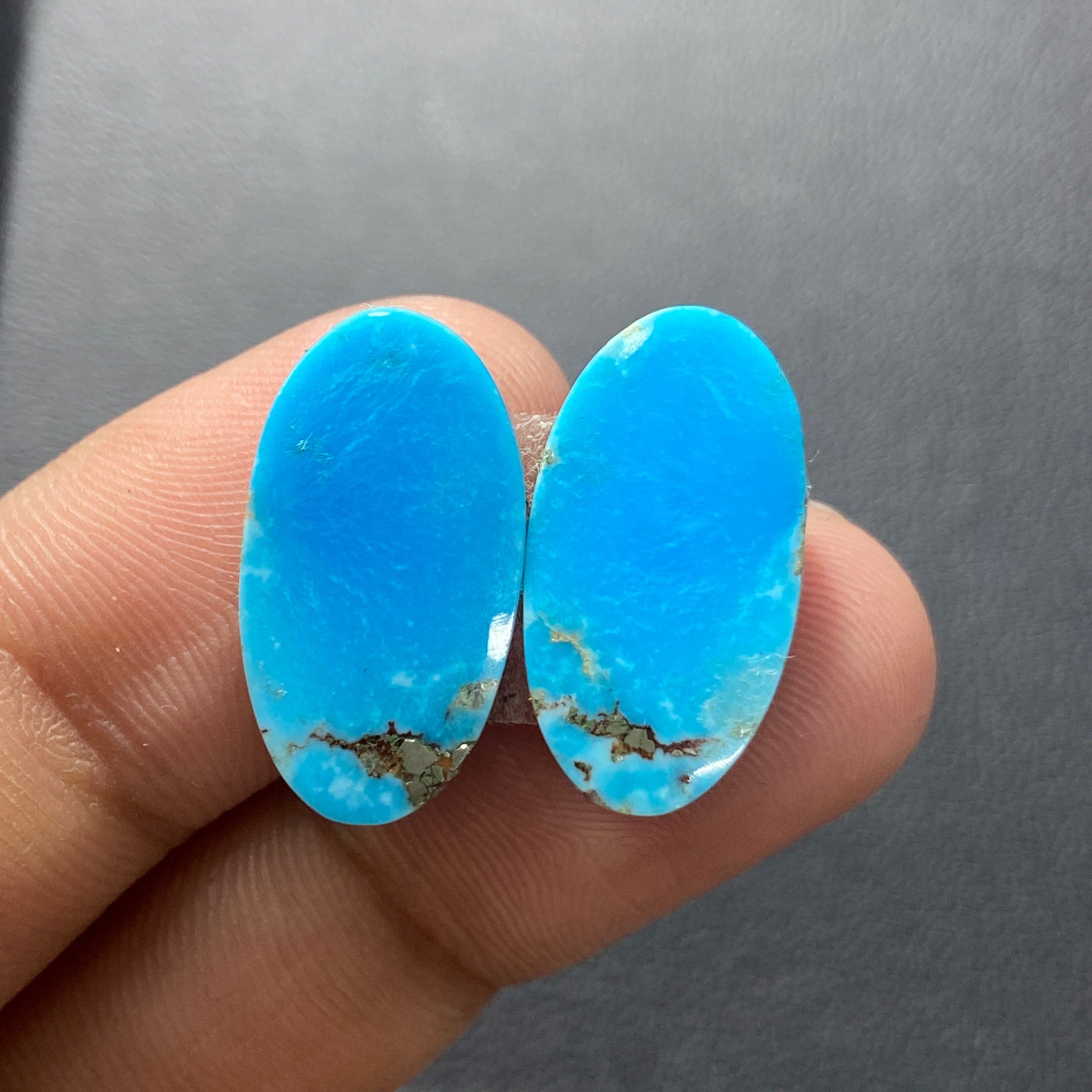 27.57 Cts Beautiful Arizona Turquoise Pair Cabochon, sale Fancy Shape Matching Pair, Wire Wrapping Earring Jewelry, Top Quality Arizona Turquoise