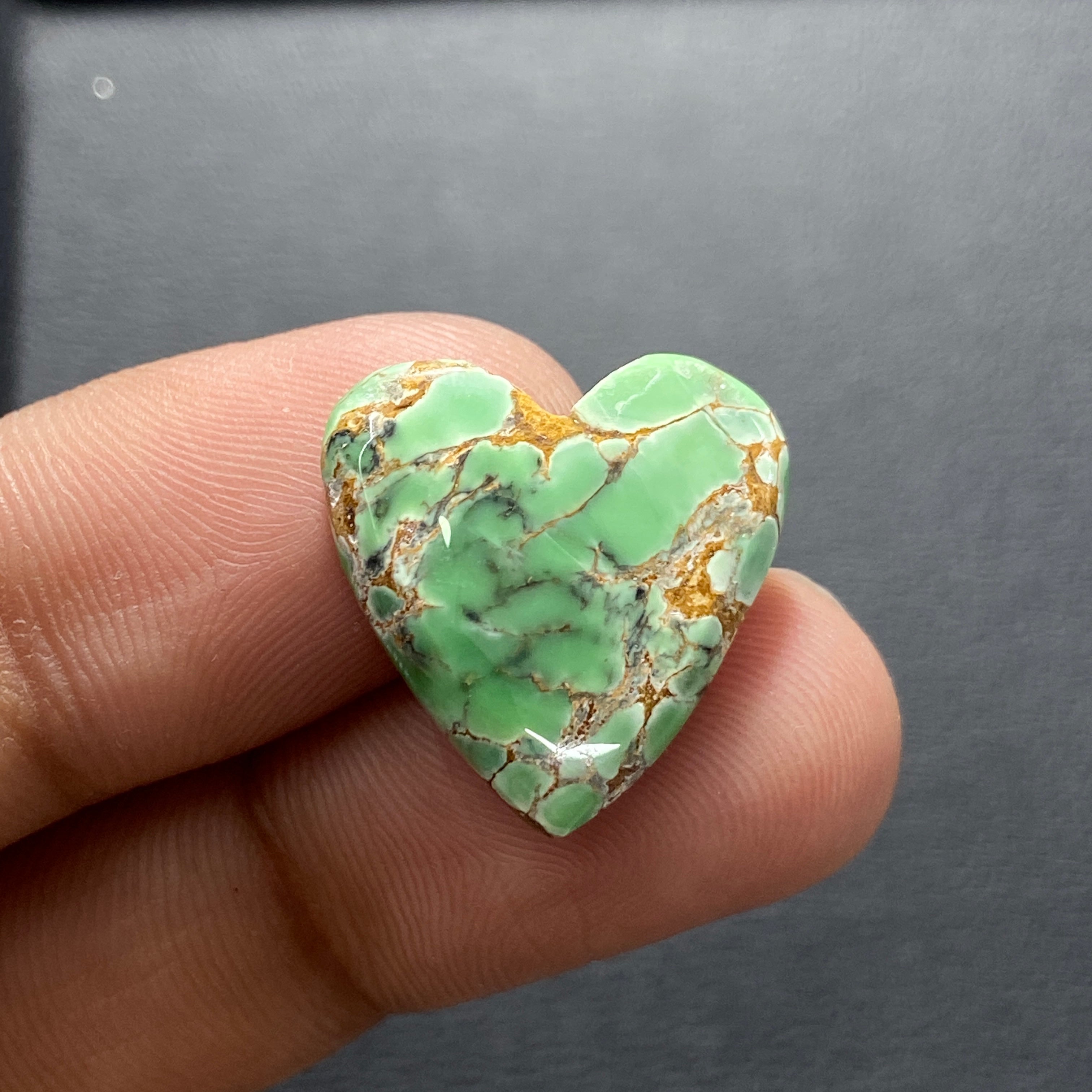 46.7 ct (44x29x7 newest mm) Stabilized #8 Web Turquoise Heart Cabochon Gemstone, # IM 41