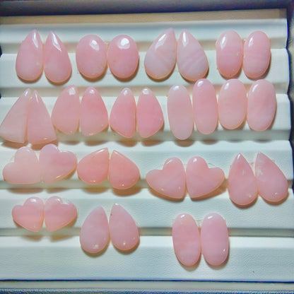 Peruvian Pink Opal Pairs Wholesale Lot - 16 Pairs