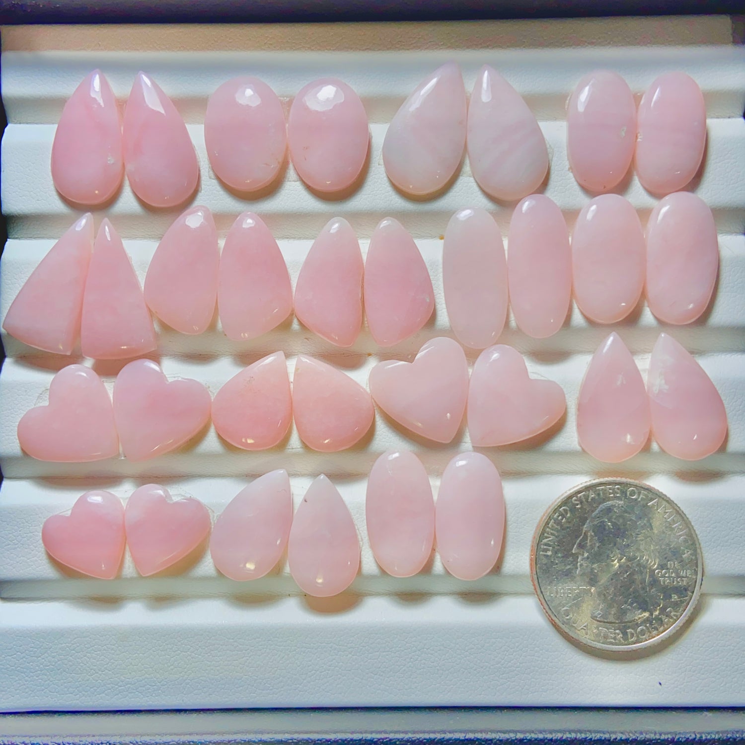 Peruvian Pink Opal Pairs Wholesale Lot - 16 Pairs