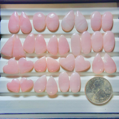 Peruvian Pink Opal Pairs Wholesale Lot - 16 Pairs