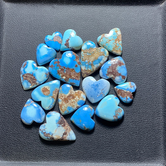 Golden Hill Turquoise Hearts Shape Wholesale Lot - 16 Pcs