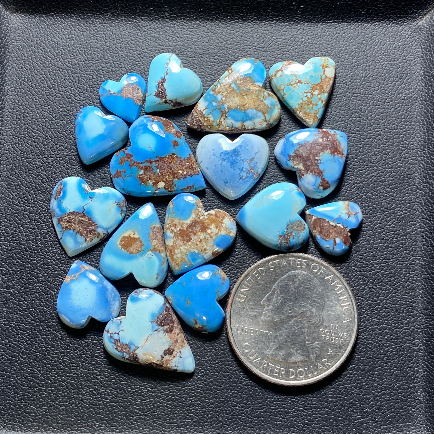 Golden Hill Turquoise Hearts Shape Wholesale Lot - 16 Pcs