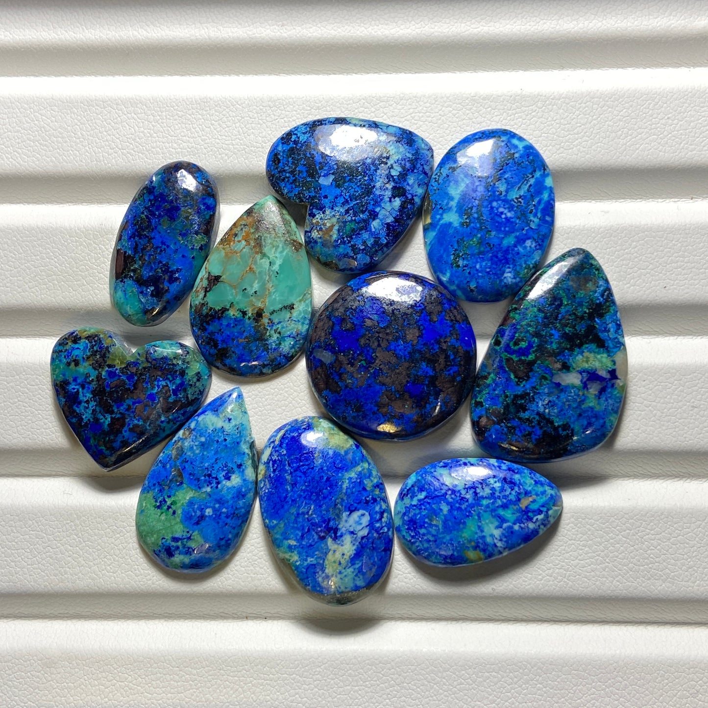 Blue Azurite Cabochon Wholesale Lot - 10 Pcs