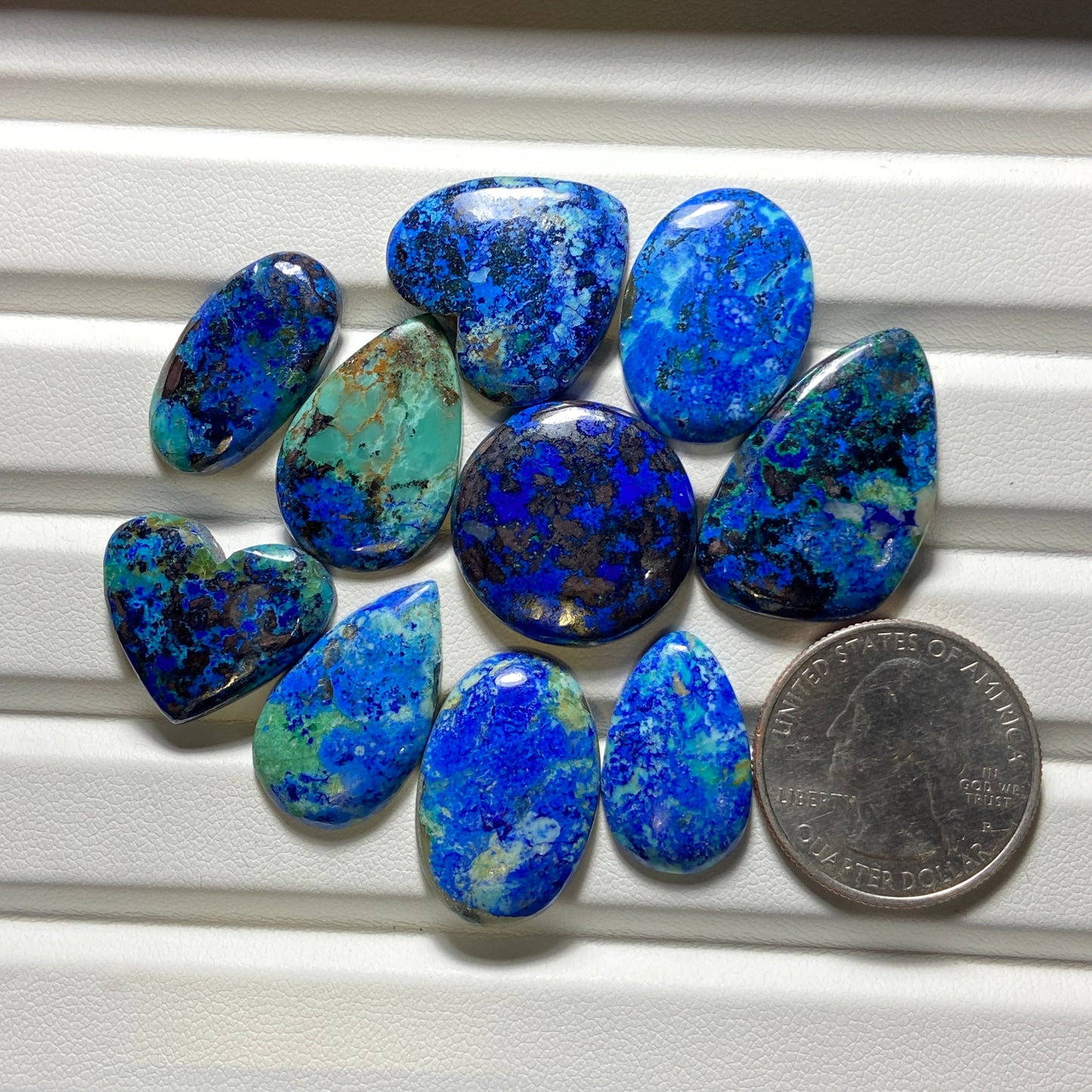 Blue Azurite Cabochon Wholesale Lot - 10 Pcs