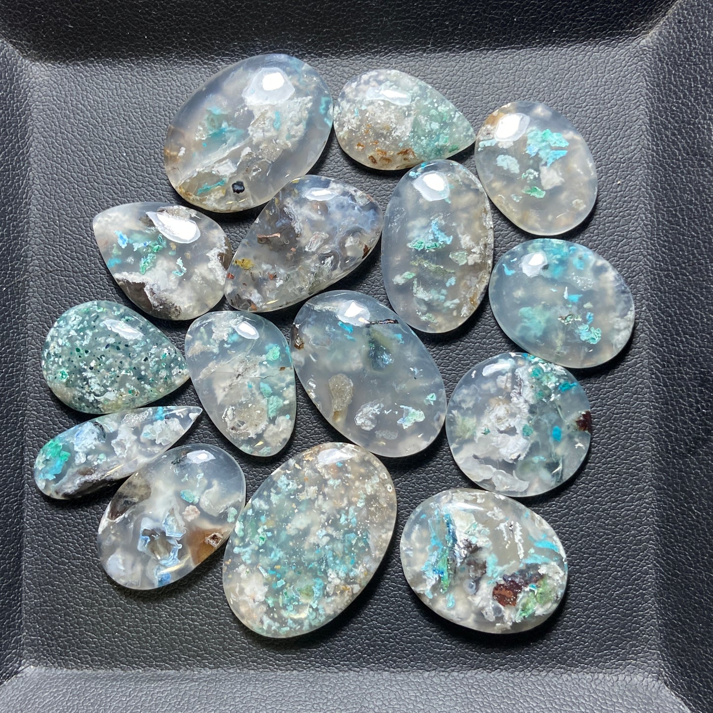 Confetti Chrysocolla Cabochon Wholesale Lot - 15 Pcs