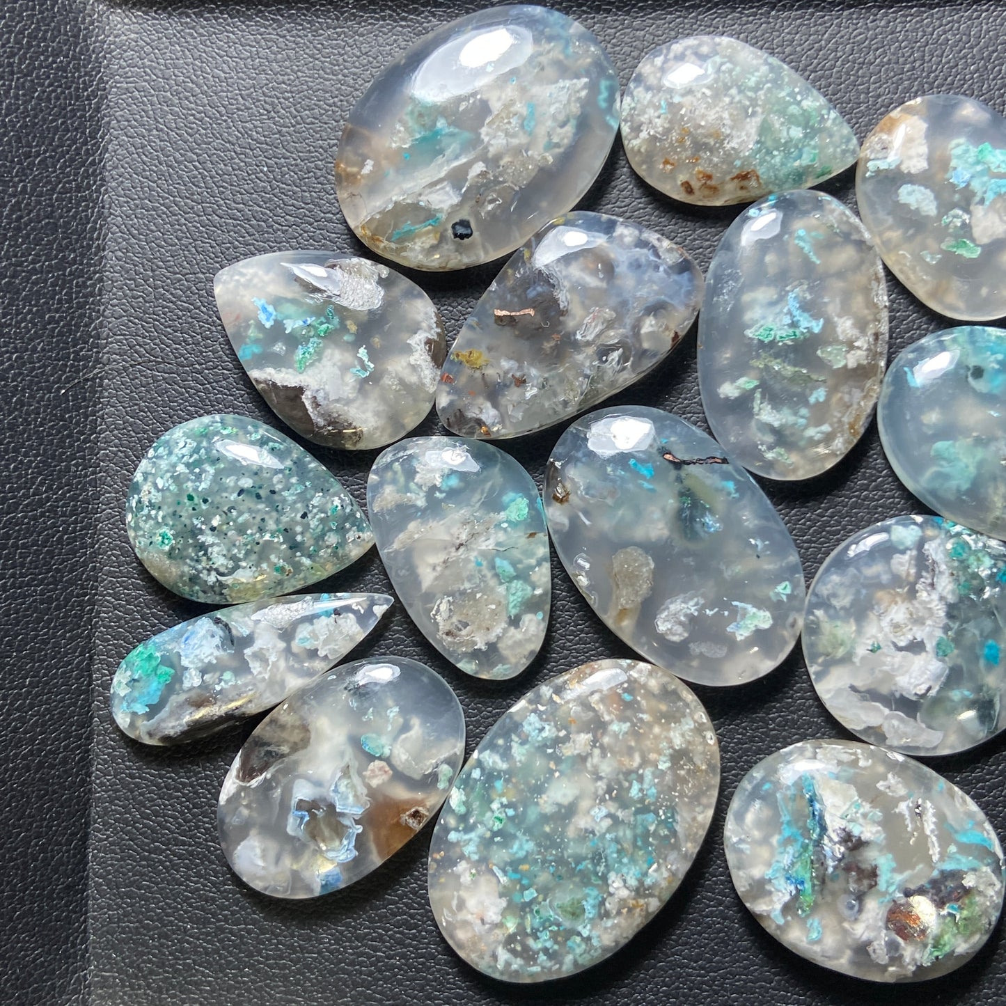 Confetti Chrysocolla Cabochon Wholesale Lot - 15 Pcs