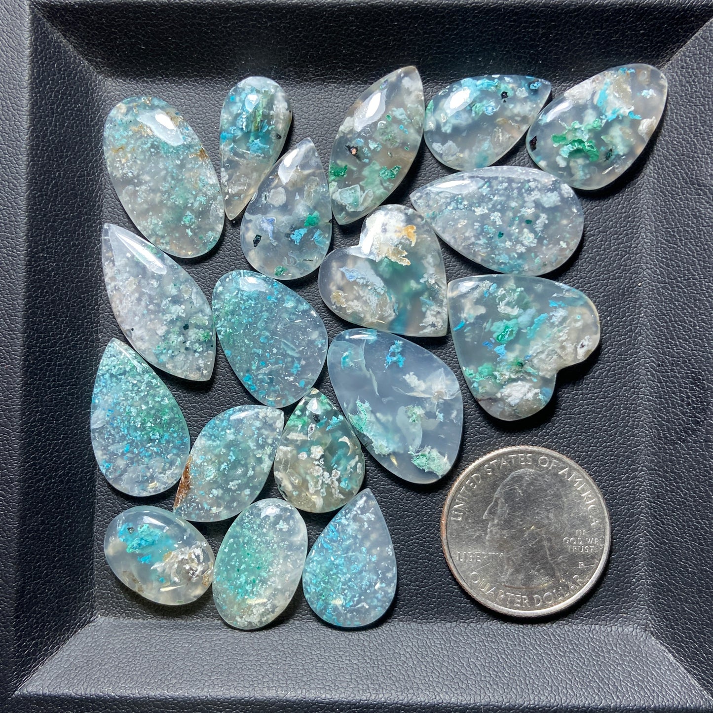 Confetti Chrysocolla Cabochon Wholesale Lot - 18 Pcs