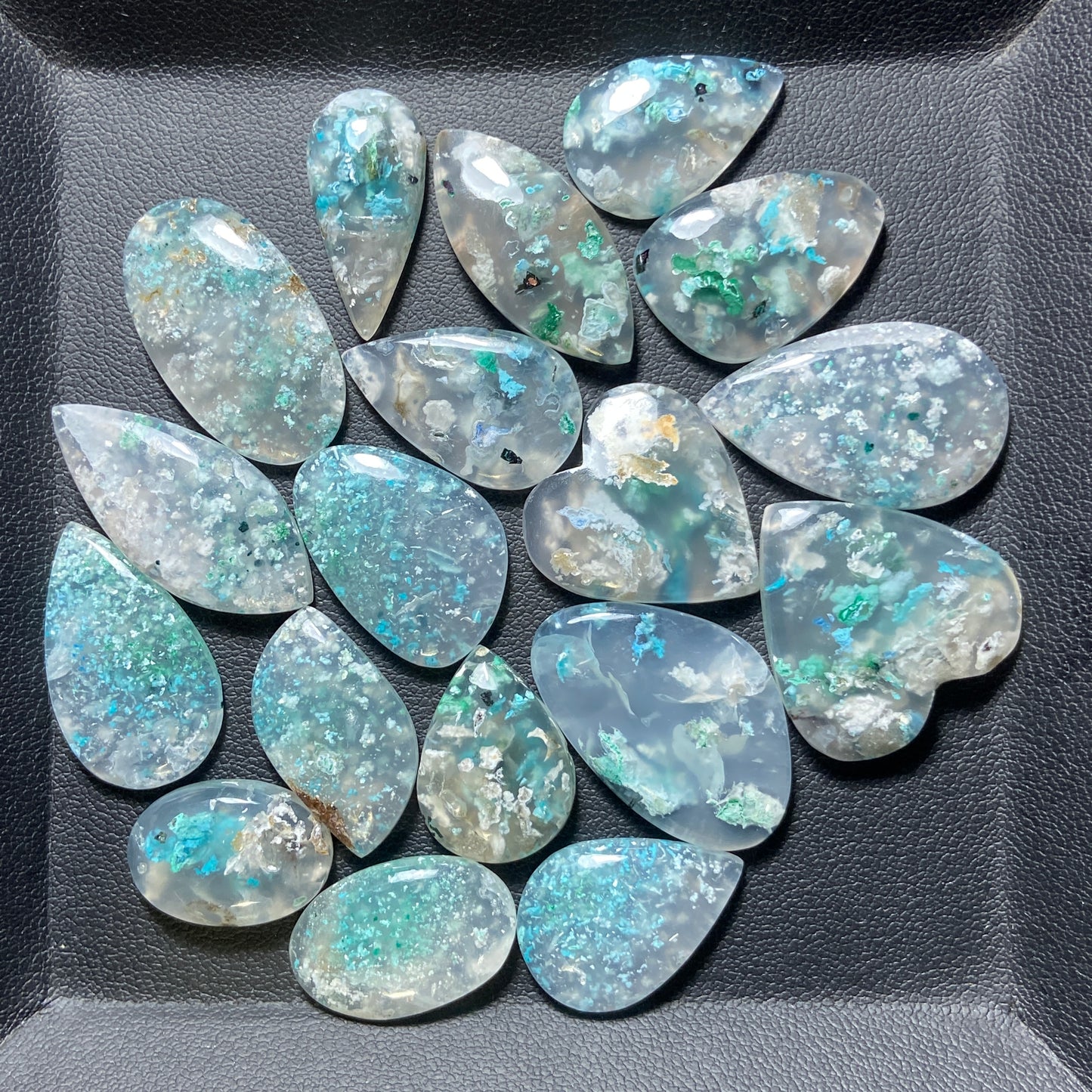 Confetti Chrysocolla Cabochon Wholesale Lot - 18 Pcs