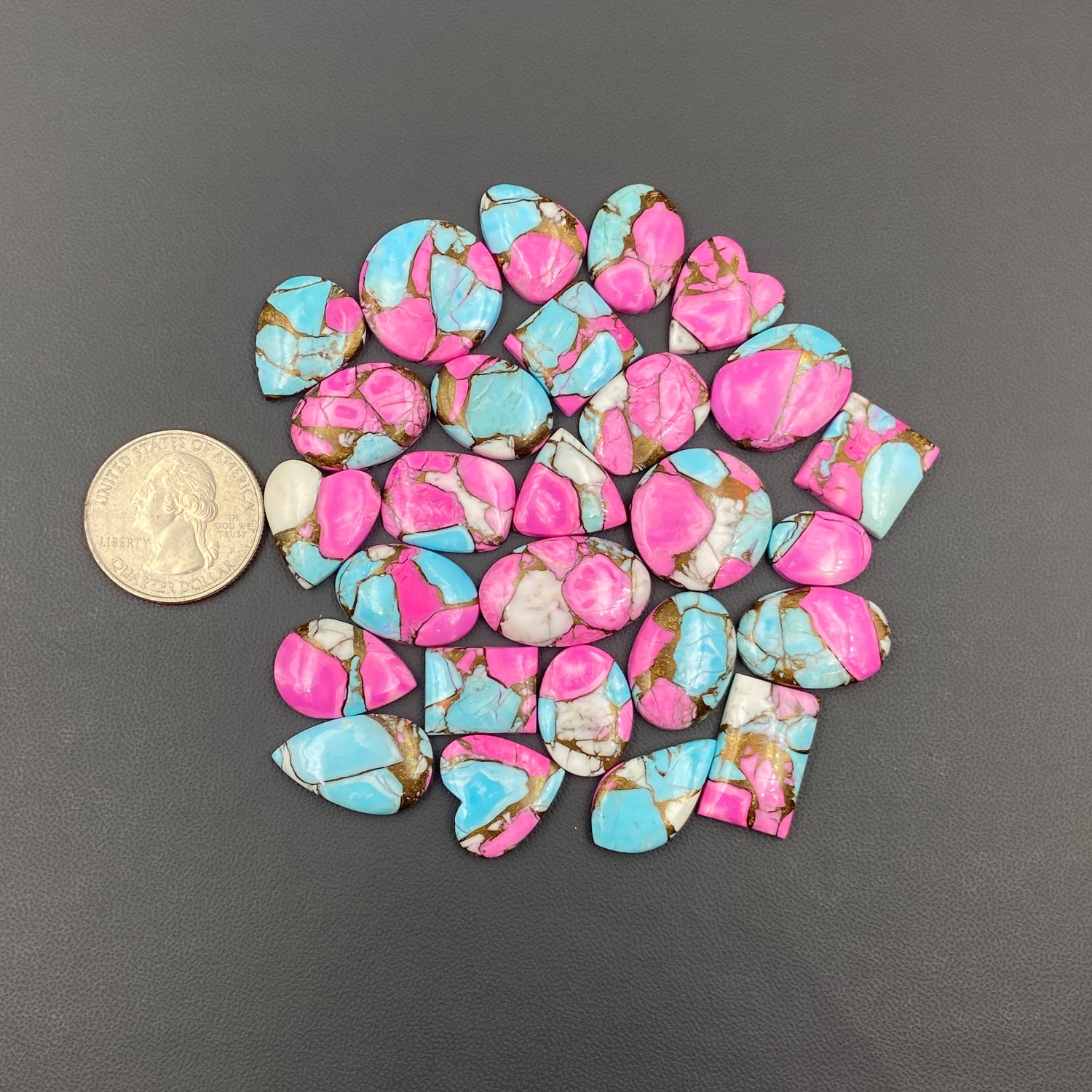 Cotton Candy Dahlia - Loose Cabs - Wholesale Lot - 27 Pcs