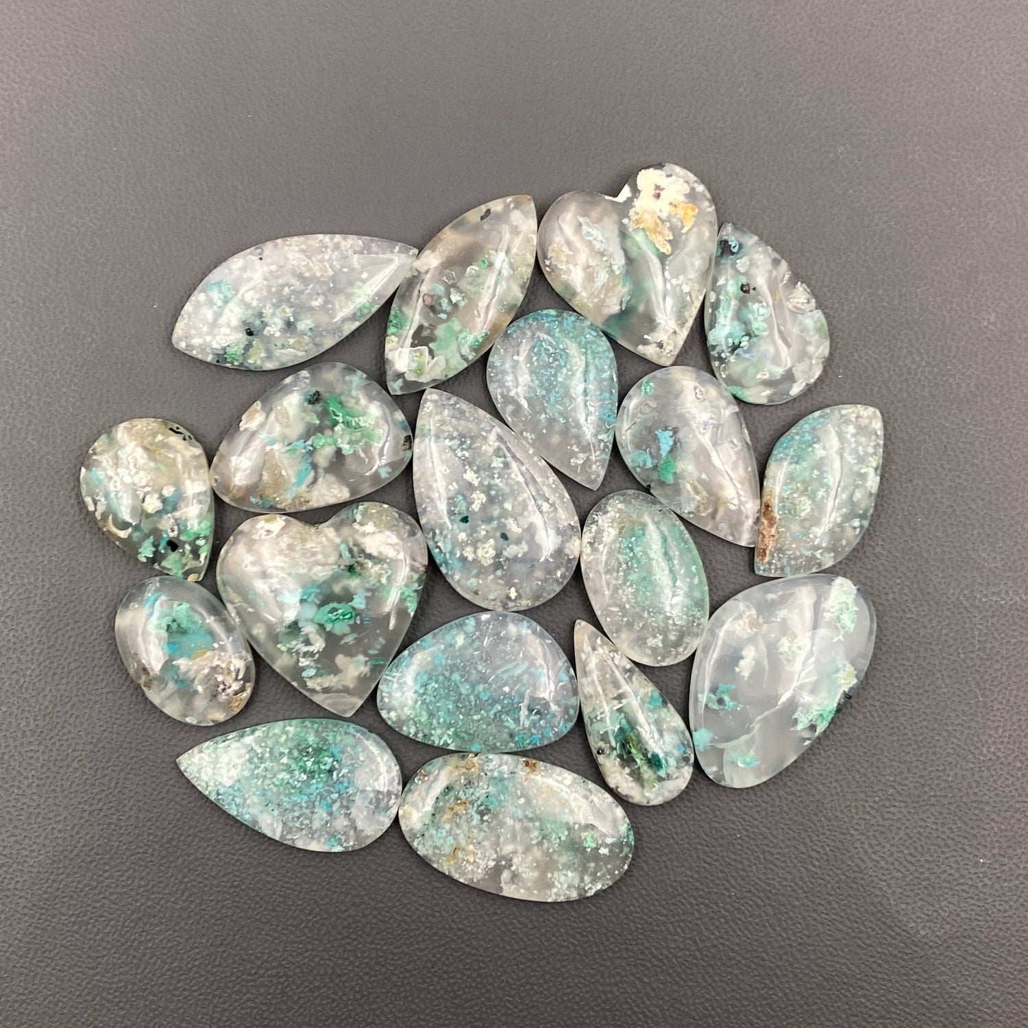 Confetti Chrysocolla Cabochon Wholesale Lot - 18 Pcs