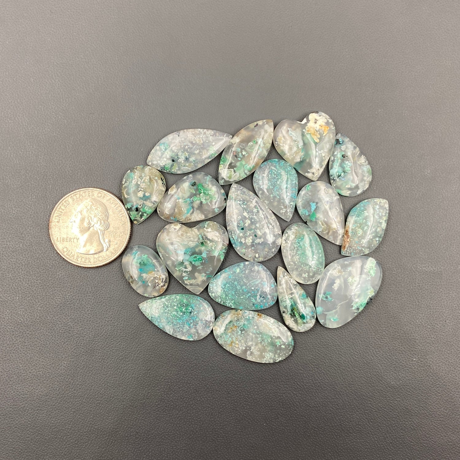 Confetti Chrysocolla Cabochon Wholesale Lot - 18 Pcs