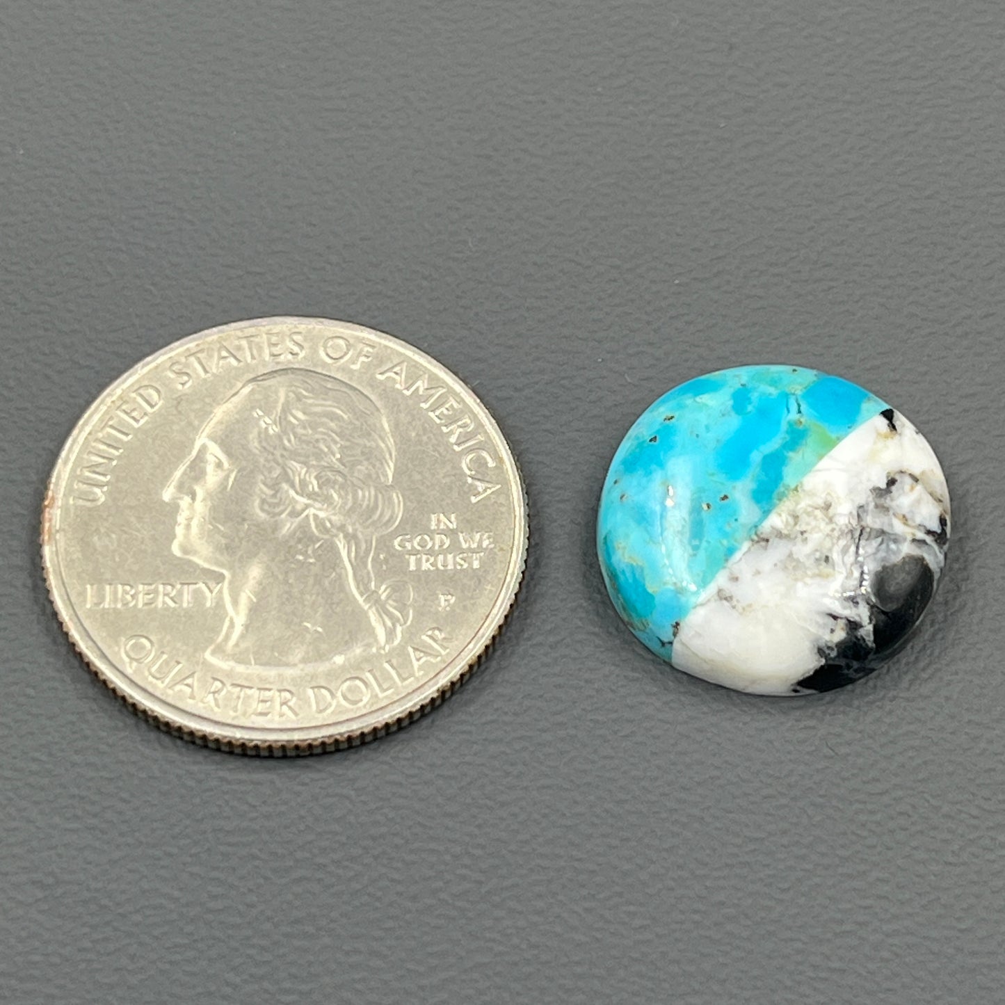 White Buffalo & Mohave Turquoise - Cabochon - Round