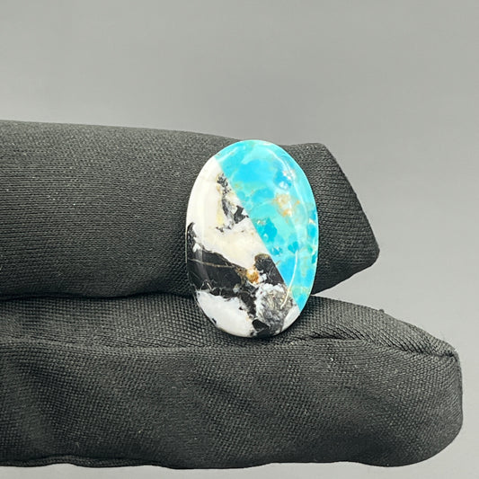 White Buffalo & Mohave Turquoise - Cabochon - Oval