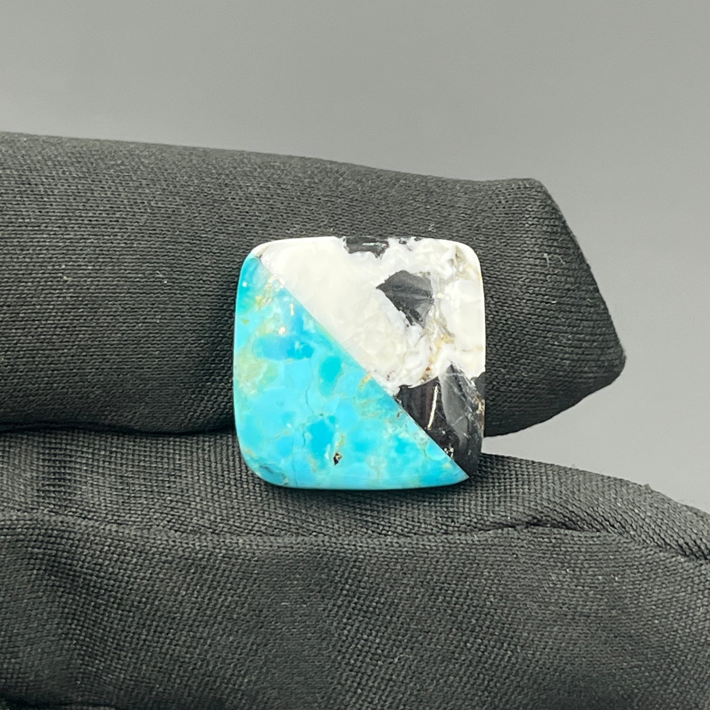 White Buffalo & Mohave Turquoise - Cabochon - Cushion