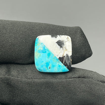 White Buffalo & Mohave Turquoise - Cabochon - Cushion