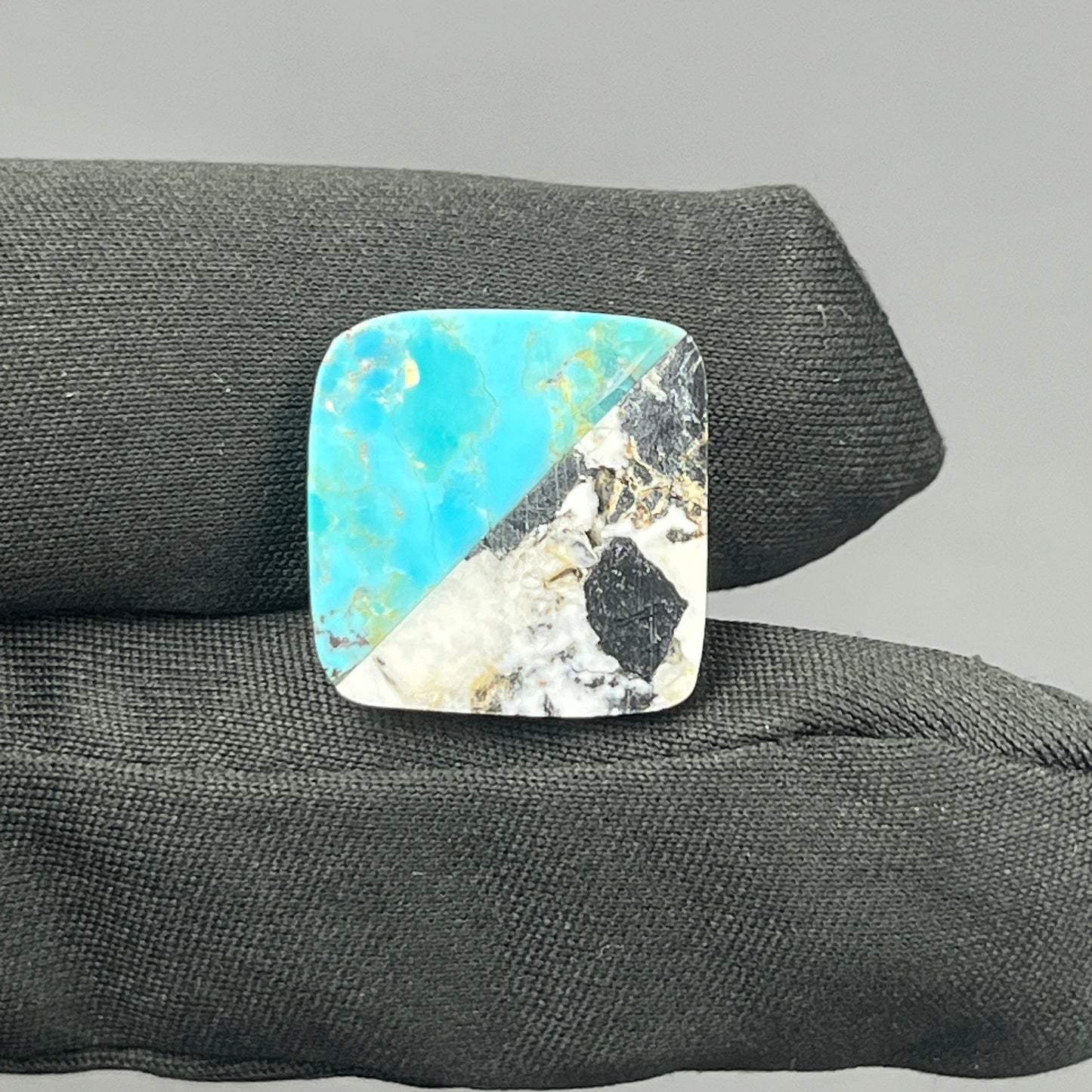 White Buffalo & Mohave Turquoise - Cabochon - Cushion