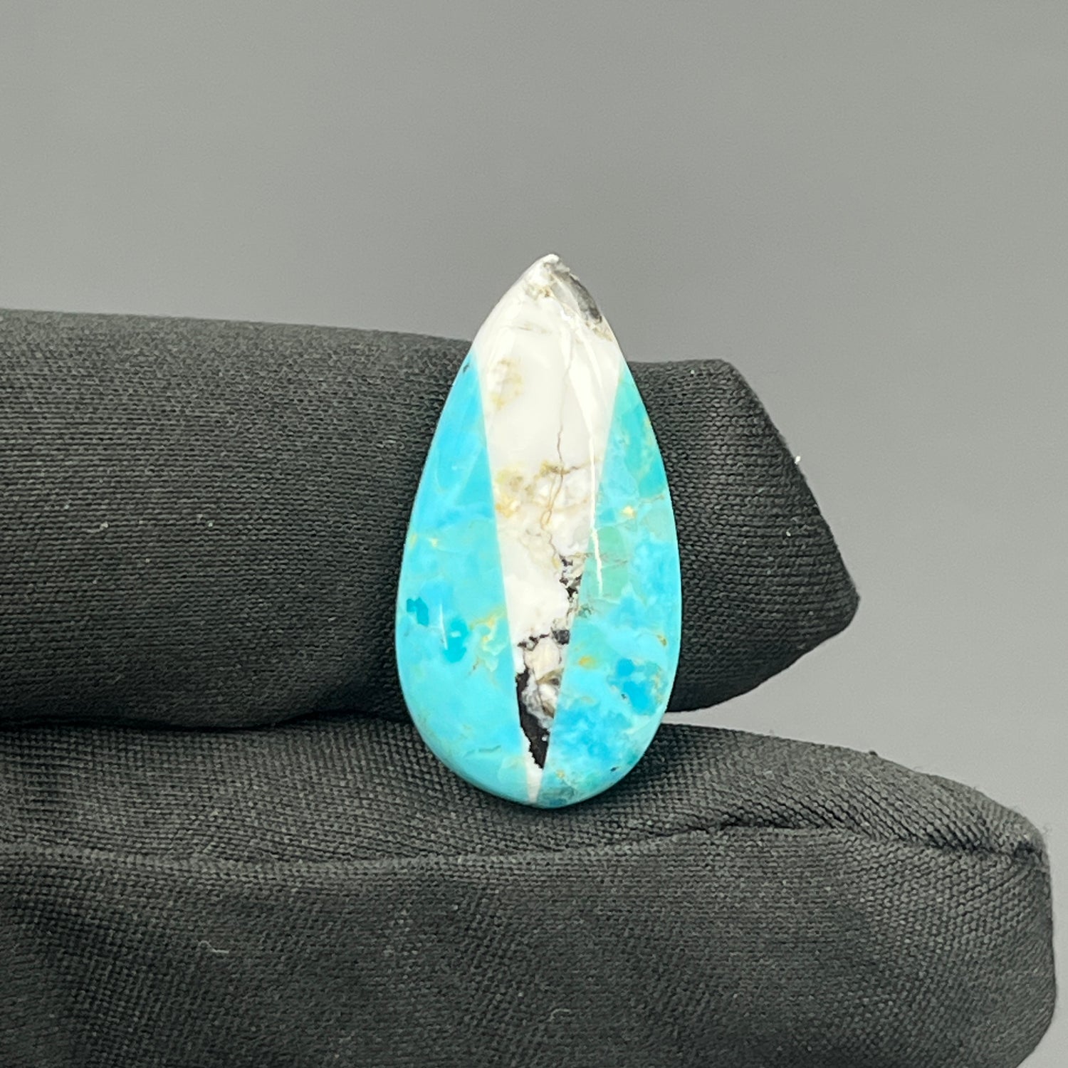 White Buffalo & Mohave Turquoise - Cabochon - Teardrop