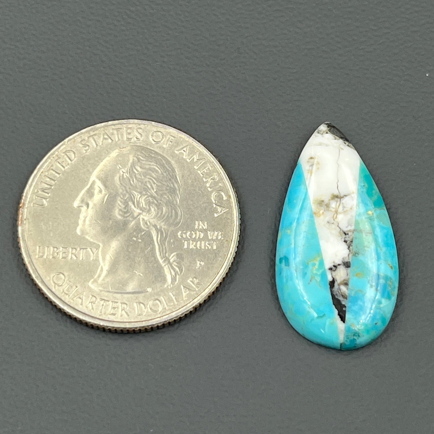 White Buffalo & Mohave Turquoise - Cabochon - Teardrop