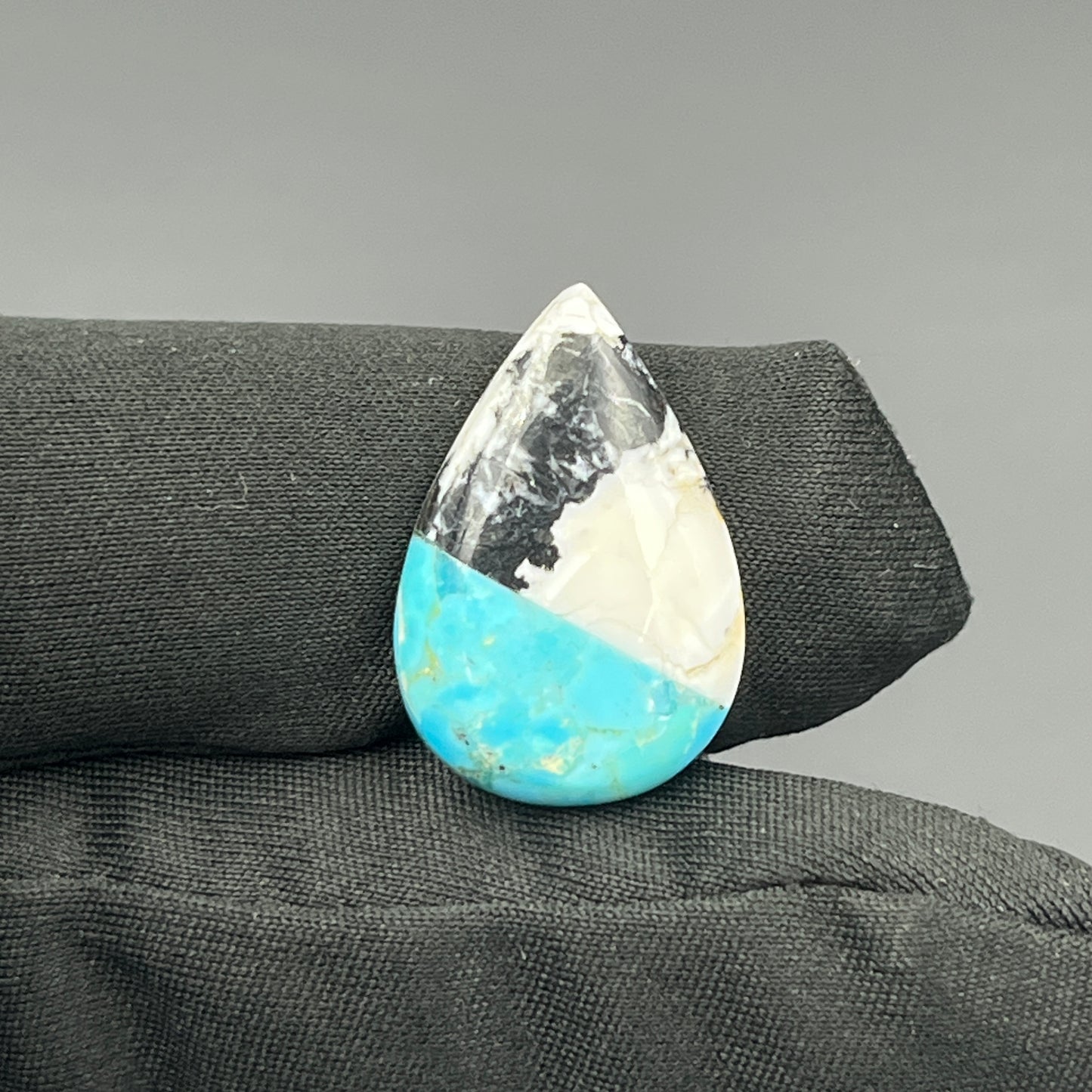 White Buffalo & Mohave Turquoise - Cabochon - Teardrop