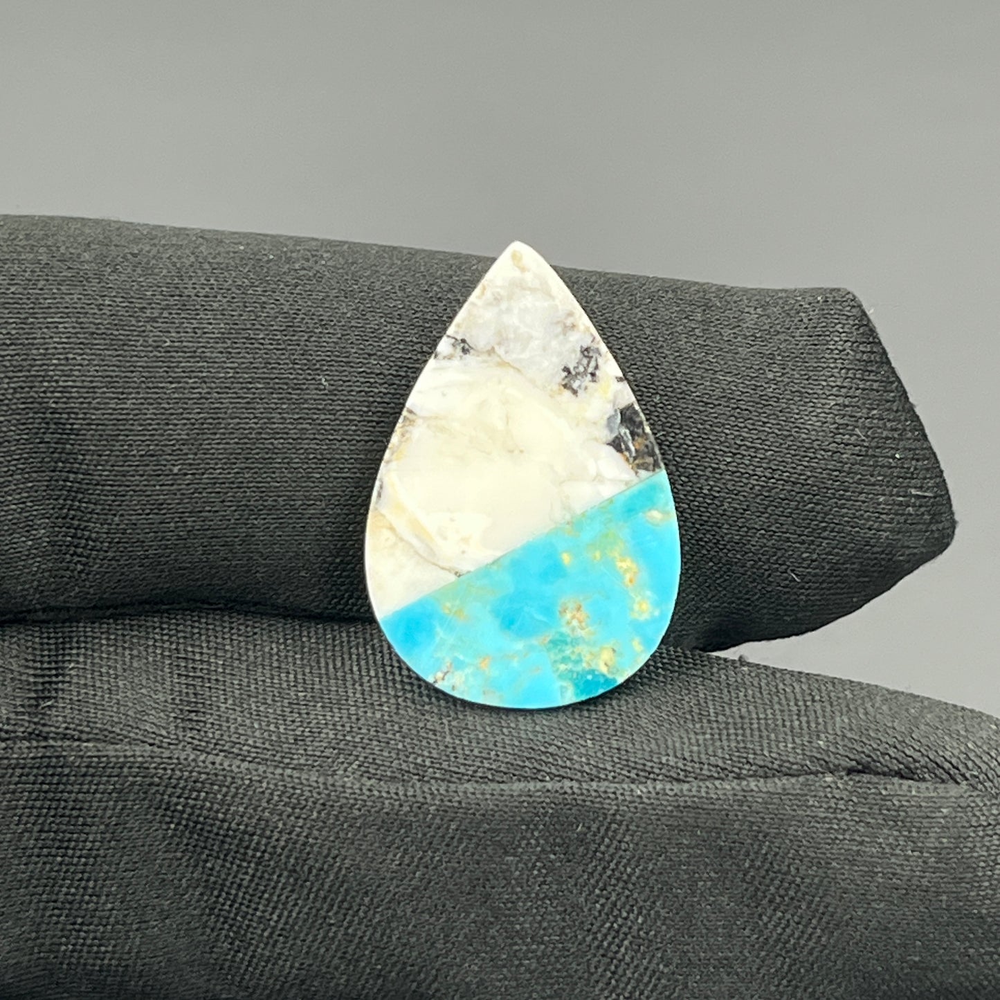 White Buffalo & Mohave Turquoise - Cabochon - Teardrop