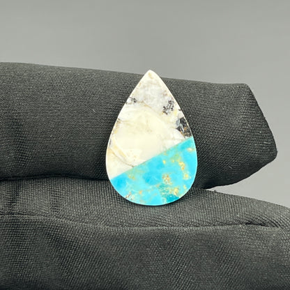 White Buffalo & Mohave Turquoise - Cabochon - Teardrop