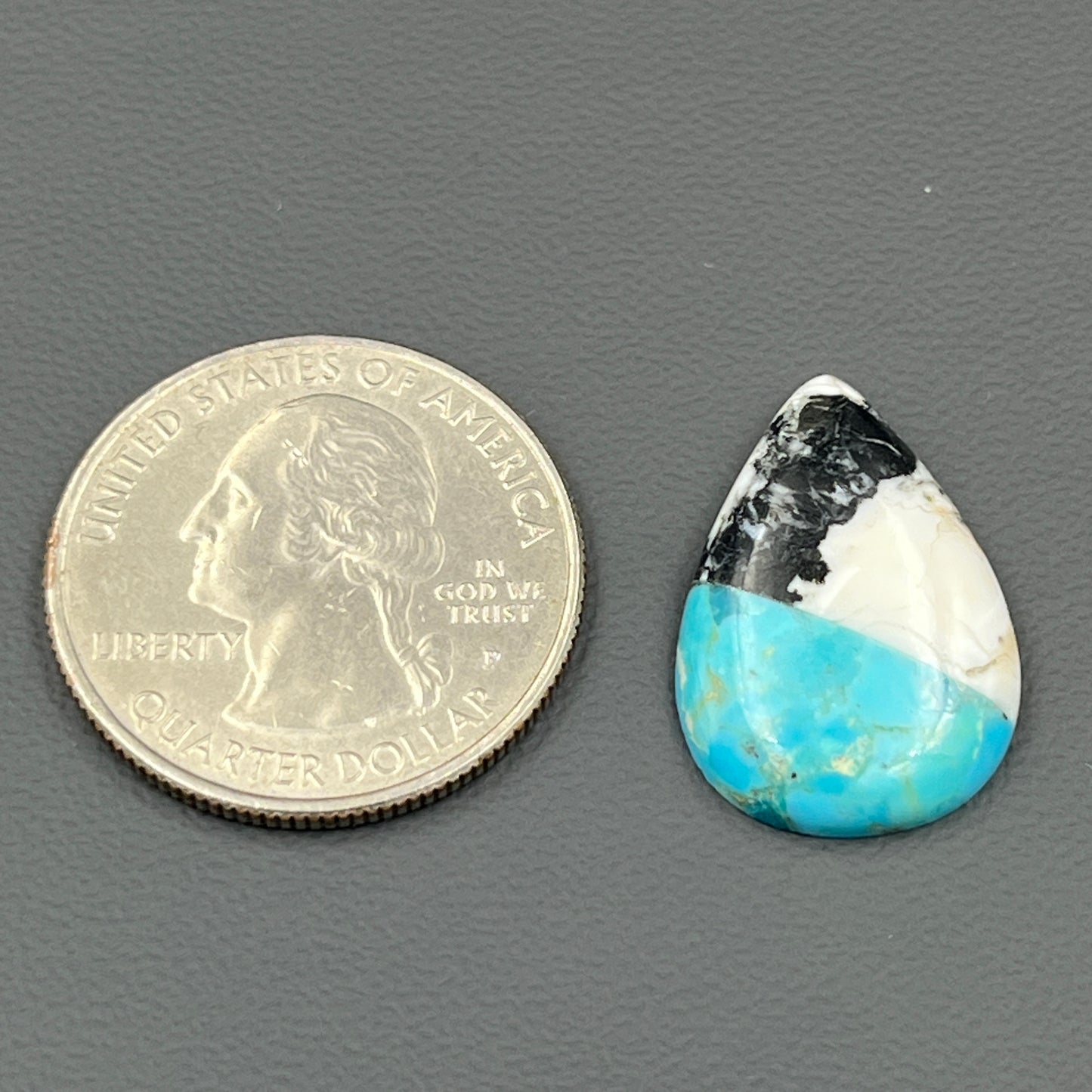 White Buffalo & Mohave Turquoise - Cabochon - Teardrop
