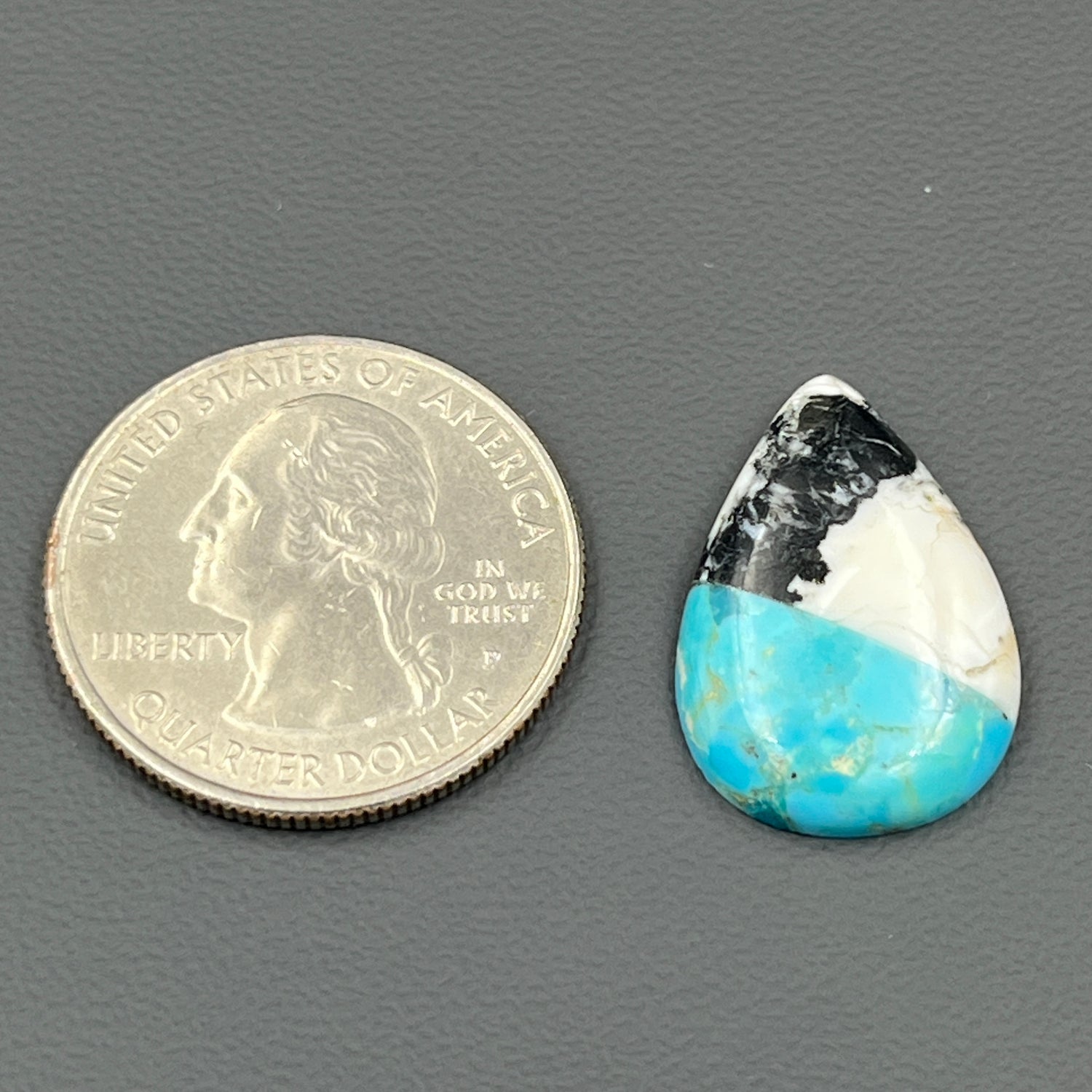 White Buffalo & Mohave Turquoise - Cabochon - Teardrop