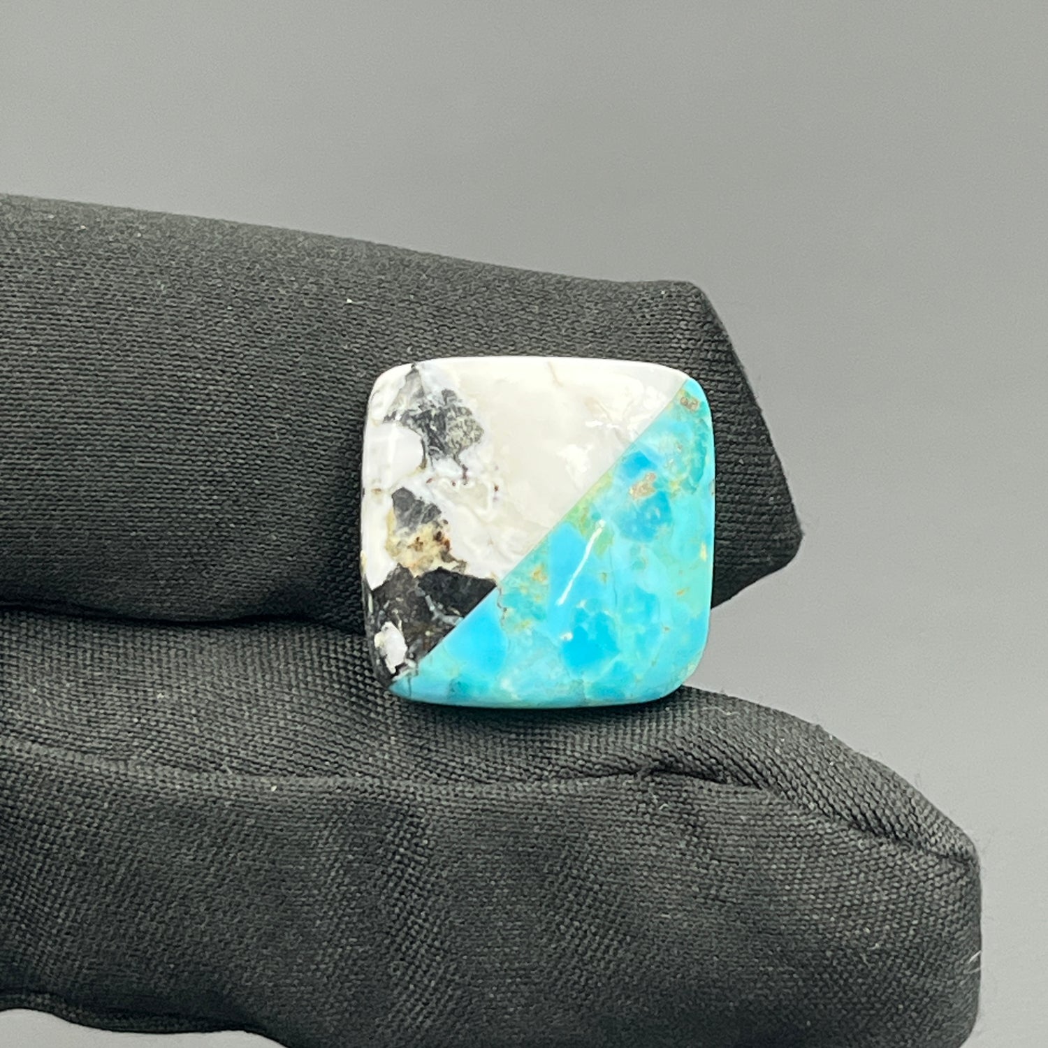 White Buffalo & Mohave Turquoise - Cabochon - Cushion