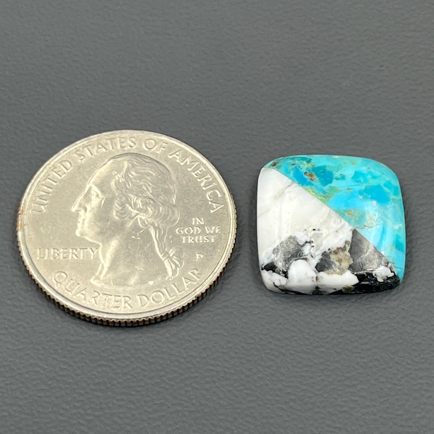 White Buffalo & Mohave Turquoise - Cabochon - Cushion