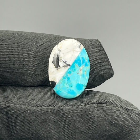 White Buffalo & Mohave Turquoise - Cabochon - Oval