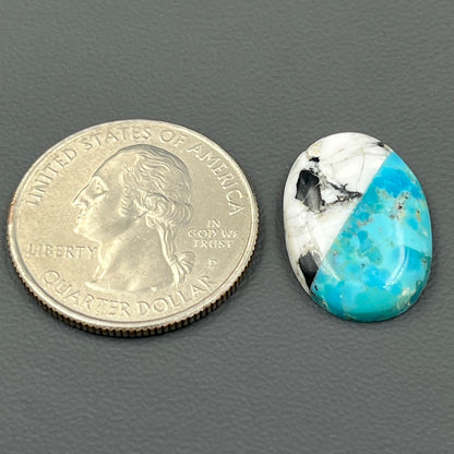 White Buffalo & Mohave Turquoise - Cabochon - Oval